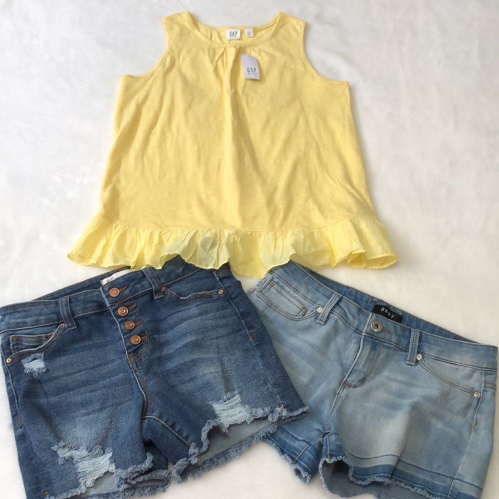 Girls Bundle - Revery Shorts, DKNY Shorts, Gap Ruffle Shirt,  Size 14
